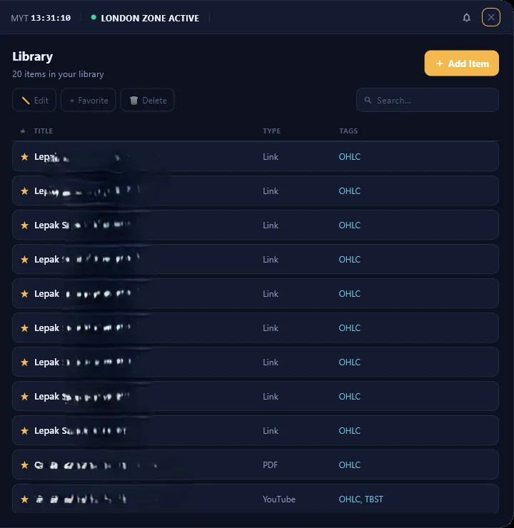 PivotX V2 knowledge library of saved links, PDFs and videos
